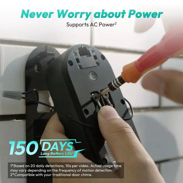 Alt view image 7 of 7 - Doorbell Camera Wireless, 5MP Video Doorbell with 180°Panoramic View, Battery Powered Door Bell, Package Detection, 2.4 GHz WiFi, Easy Installation, AI Motion Detection, VR Mode