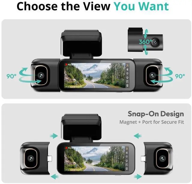 Alt view image 5 of 7 - BOTSLAB 3K 4 Channel Dash Cam, 24/7 Parking Mode with Hardwire Kit, 560° View, Front and Rear Inside Car Camera with 3.18Touch Screen, Night Vision Voice Control, Free 128GB Card 5.8GHz WiFi & GPS