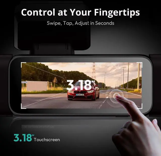 Alt view image 7 of 7 - BOTSLAB 3K 4 Channel Dash Cam, 24/7 Parking Mode with Hardwire Kit, 560° View, Front and Rear Inside Car Camera with 3.18Touch Screen, Night Vision Voice Control, Free 128GB Card 5.8GHz WiFi & GPS