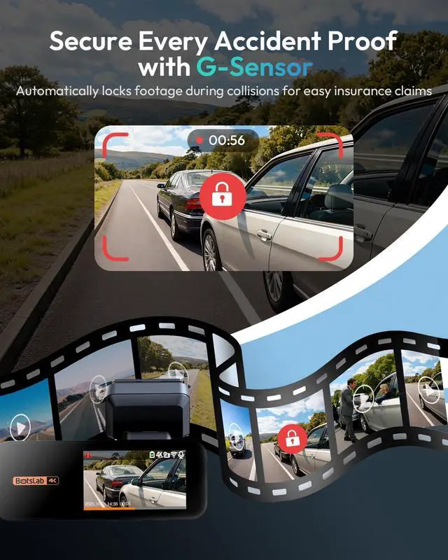 Alt view image 4 of 7 - 4K Dash Cam Front and Rear, 170° Ultra Wide Car Camera, 4K+2K Dashcam with ADAS, Night Vision, 24/7 Parking Mode, STARVIS Sensor, WDR, 5.8GHz WiFi, Built-in GPS, Loop Recording (No SD Card)