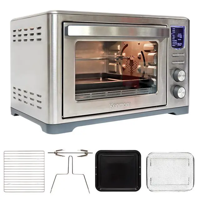 Alt view image 5 of 5 - Kenmore Digital 11-In-1 Air Fryer Toaster Oven Combo 26 Qt Convection Rotisserie Dehydrator Bake Broil 1800 Watts 80°-450°F Temp Controls Top & Bottom Heater Adjustments Stainless Steel Large Capacity