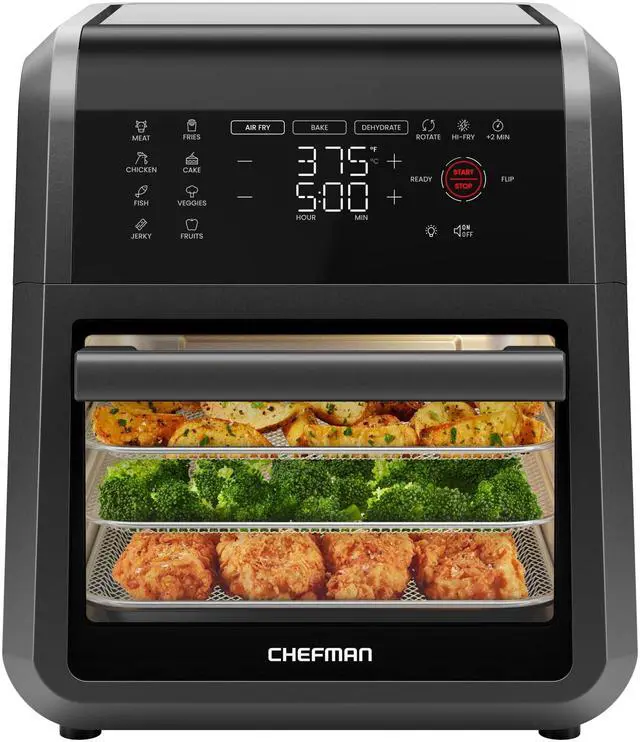 Main image of 12-Quart 5-in-1 Air Fryer Oven with Digital Timer, Touchscreen, and 12 Presets - Family Size Countertop Convection Oven, Dishwasher-Safe Parts