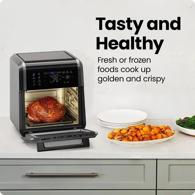 Alt view image 3 of 7 - 12-Quart 5-in-1 Air Fryer Oven with Digital Timer, Touchscreen, and 12 Presets - Family Size Countertop Convection Oven, Dishwasher-Safe Parts