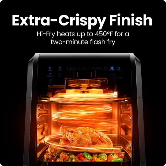 Alt view image 7 of 7 - 12-Quart 5-in-1 Air Fryer Oven with Digital Timer, Touchscreen, and 12 Presets - Family Size Countertop Convection Oven, Dishwasher-Safe Parts