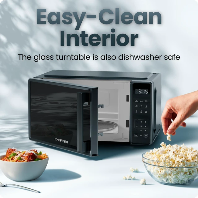 Alt view image 6 of 7 - Countertop Microwave Oven 0.7 Cu. Ft., 700 Watts with 10 Power Levels, 6 Cooking Presets with One-Touch Express Cook, Eco Mode, Child Safety Lock, & Mute Button - Black