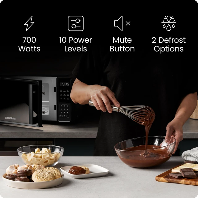 Alt view image 2 of 7 - Countertop Microwave Oven 0.7 Cu. Ft., 700 Watts with 10 Power Levels, 6 Cooking Presets with One-Touch Express Cook, Eco Mode, Child Safety Lock, & Mute Button - Black