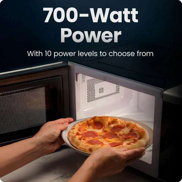 Alt view image 4 of 7 - Countertop Microwave Oven 0.7 Cu. Ft., 700 Watts with 10 Power Levels, 6 Cooking Presets with One-Touch Express Cook, Eco Mode, Child Safety Lock, & Mute Button - Black