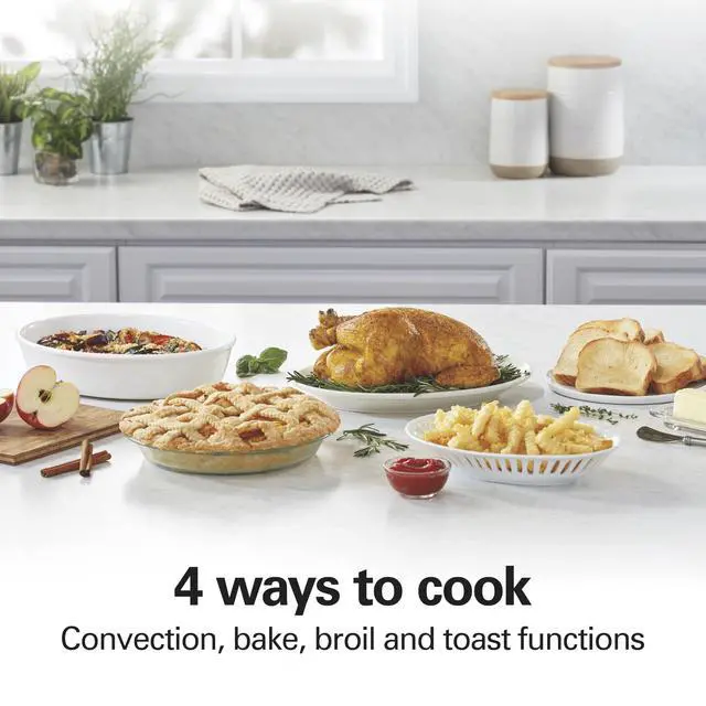 Alt view image 4 of 6 - Easy Reach 6 Slice Countertop Convection Toaster Oven | Roll-Top Door For Easy Access | Bake, Broil & Toast Functions | 150 to 450ºF Adjustable Temp | Auto Shutoff | Silver