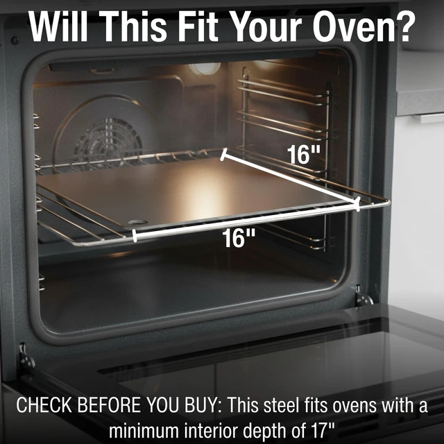 Alt view image 3 of 7 - 16" x 16" Pizza Steel - 1/4" Steel, 17.6 lbs | Multipurpose Cooking Steel for Pizzas, Sourdough, Grilling & More - Made in the USA
