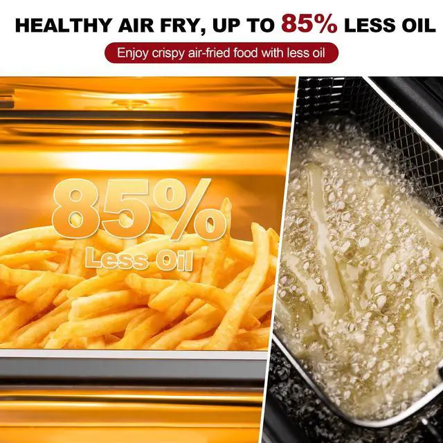 Alt view image 6 of 7 - TomaChef Air Fryer Toaster Oven Combo, 26.5QT Large Capacity with Visible Window, 11-in-1 Countertop Toaster Oven, 85% Less Oil Healthy Cooker for Family, PFAS Free & Stainless Steel