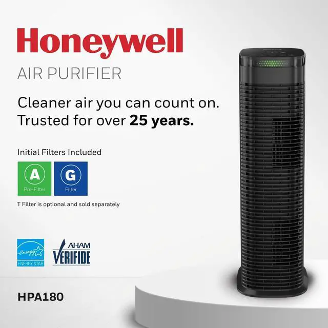 Alt view image 4 of 9 - Honeywell HPA180B InSight HEPA Air Purifier Black,