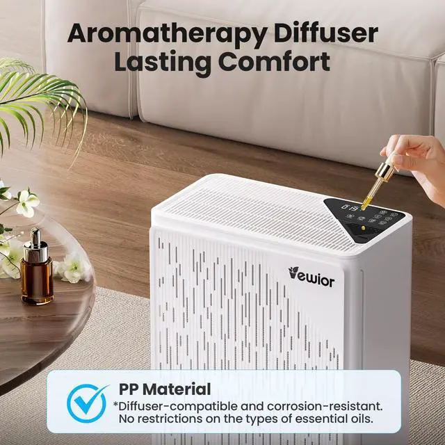 Alt view image 4 of 7 - Air Purifiers for Home Large Room up to 2535ft², VEWIOR H13 True HEPA Air Cleaner for Bedroom with PM2.5 Display Auto Air Quality Sensor, Fragrance Diffuser for Wildfire Smoke Pet Hair Dust