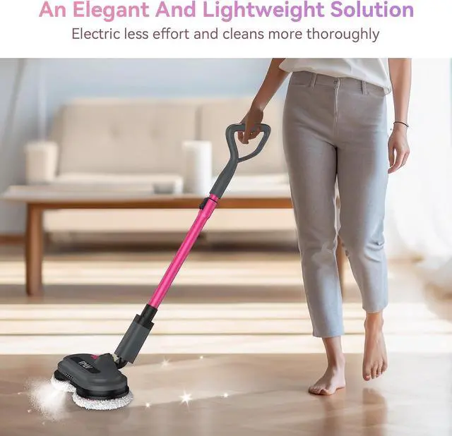 Alt view image 4 of 7 - VMAI Cordless Electric Mop for Floor Cleaning, Self-Propelled Spin Mop with LED Headlight & Water Spray, Up to 60 Mins Detachable Battery, 300ML Tank for Hardwood Tile Laminate Marble Floor
