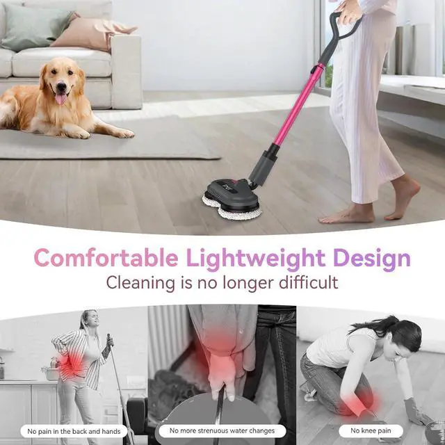 Alt view image 7 of 7 - VMAI Cordless Electric Mop for Floor Cleaning, Self-Propelled Spin Mop with LED Headlight & Water Spray, Up to 60 Mins Detachable Battery, 300ML Tank for Hardwood Tile Laminate Marble Floor