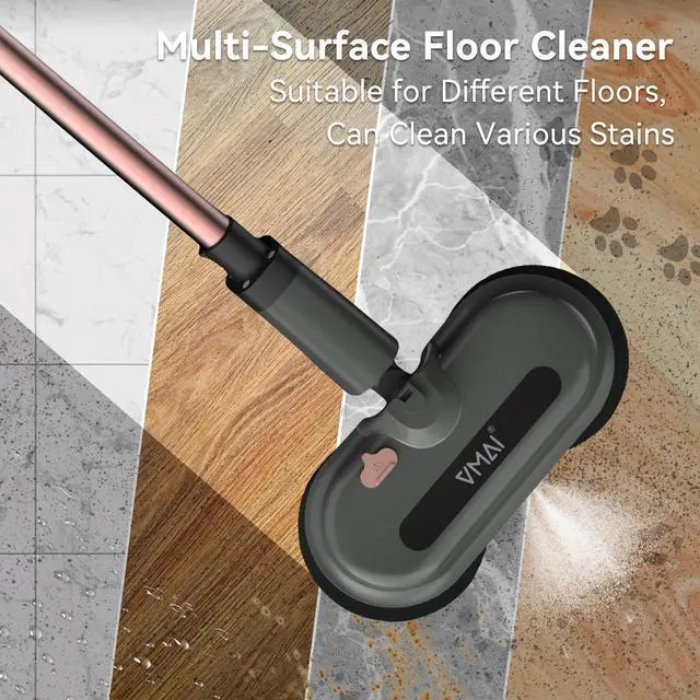 Alt view image 7 of 7 - VMAI Cordless Electric Mop, Electric Mops for Floor Cleaning, Spin Mop with LED Headlight, Water Spray, Cordless Mop Up to 60 mins Detachable Battery, Floor Scrubber for Hardwood Floors