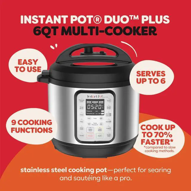 Alt view image 3 of 7 - Duo Plus 9-in-1 Multicooker, Pressure Cooker, Slow Cook, Rice Maker, Steamer, Sauté, Yogurt, Warmer & Sterilizer, Includes App with Over 800 Recipes, Stainless Steel, 6 Quarts