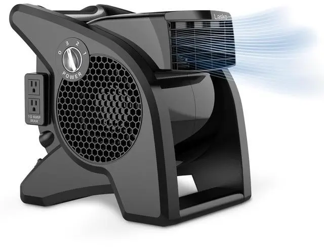 Main image of High Velocity Fan, 15", 375 CFM, Professional Utility Pivoting Blower Fan with 3 Speeds, 2 Accessory Outlets, 120V, Black, Model U15617