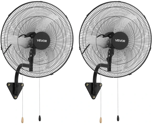 Main image of VEVOR Wall Mount Fan, 20 in Wall Mounted Hanging Fan Oscillating, 3-Speed, Long Airflow Distance, Adjustable Rotation Angle, Mechanical Powerful for Industry, Commercial, Garage, Workshop, Gym, 2 Pack