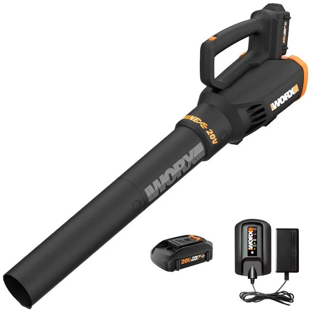 Main image of Cordless Leaf Blower, 20V Electric Blower for Daily Lawn Care, WG547 | 360 CFM Airflow, 2-Speed Control for Leaf Cleanup, 2.0Ah Battery & Charger Included, PowerShare