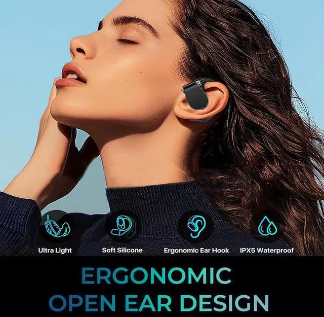 Alt view image 16 of 16 - Adesso Xtream T4 Wireless Headphones Open-Ear Bluetooth Earbuds with Charging Case XTREAMT4