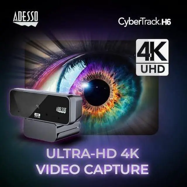 Alt view image 2 of 7 - 4K Webcam, 8MP CMOS Sensor, Auto Light Correction, 120° Field of View, Built-in Dual Microphone, HDR, Privacy Cover - Ideal Web Camera for Video Calls, Zoom, Online Teaching, Skype, Live Streaming