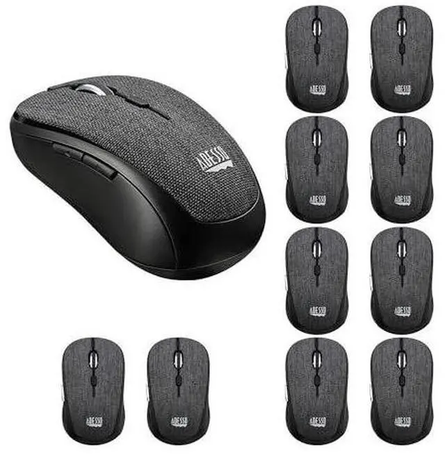 Main image of Adesso Lot of 10 Pcs Multipack iMouse S80B 24Ghz Fabric Wireless Black Fabric Mini Optical Mouse
