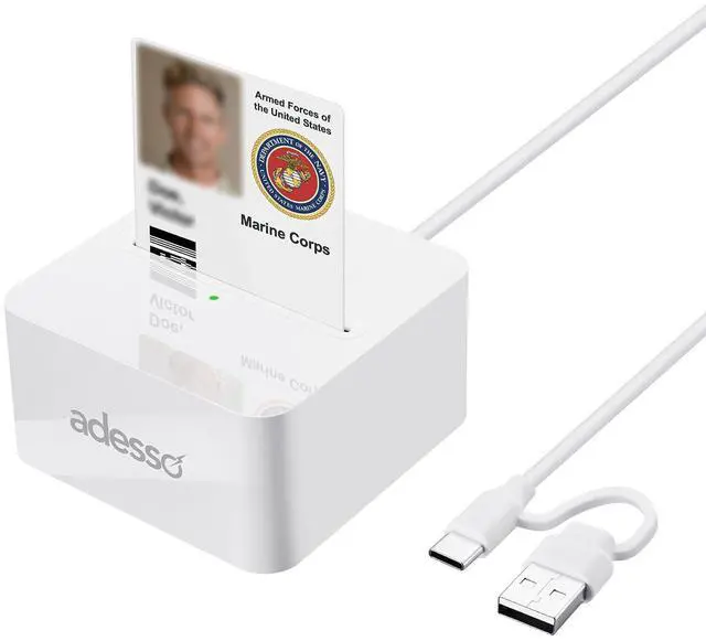 Main image of Adesso SCR-500 USB-C Desktop Smart Card Reader with USB-A Adapter