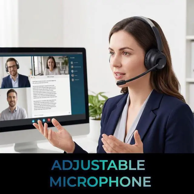 Alt view image 2 of 19 - Adesso Xtream P900 Bluetooth Headset with Adjustable Microphone Boom Black