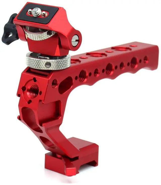 Alt view image 3 of 4 - SZJELEN Adjustable Camera Monitor Mount,Swivel Field Monitor Holder with Cold Shoe Mount 1/4"-20 Screw for 5 in and 7 in Monitor - Red