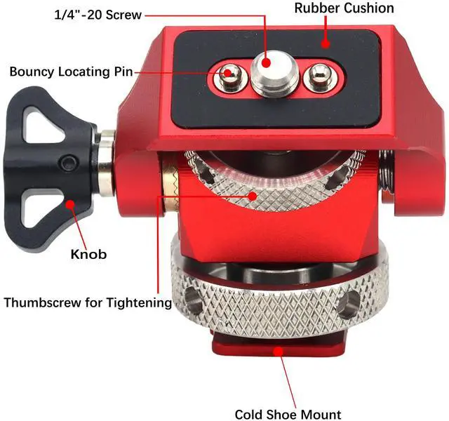 Alt view image 2 of 4 - SZJELEN Adjustable Camera Monitor Mount,Swivel Field Monitor Holder with Cold Shoe Mount 1/4"-20 Screw for 5 in and 7 in Monitor - Red