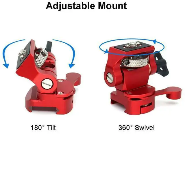 Alt view image 6 of 7 - SZJELEN Camera Monitor Mount Bracket, NATO Clamp Mount for External Monitor Accessories, 360° Rotation 180° Tilt Adjustable Locking Arm for Camera Rigs, Monitor - Red