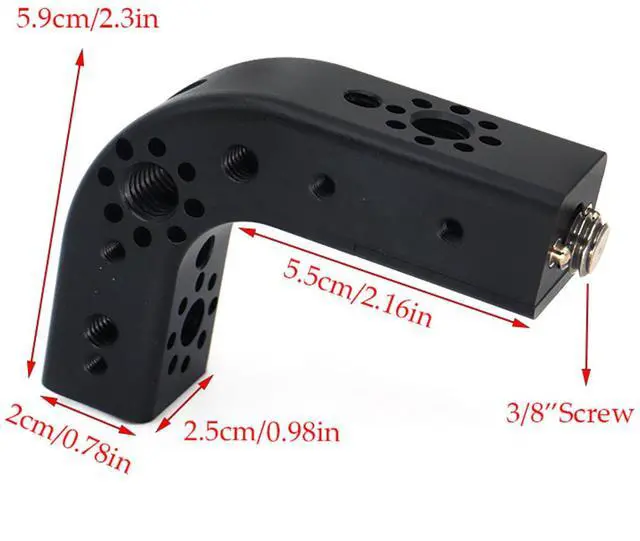Alt view image 5 of 5 - SZJELEN 7.4 Inch 90° Multi-Function Cheese Handle, Cheese Grip Extension Bar, ARRI Positioning Top Handle Featuring 3/8" and 1/4" Arri Locating Holes for Camera Cage Frames, Cheese Plates - Black