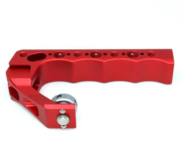 Alt view image 4 of 4 - SZJELEN 3/8" Screw Mount Camera Top Handle with Spring positioning Pins for Camera Cage, Microphone, LED Light, Monitor, 1/4" Screw Holes & 3 Cold Shoes - Red