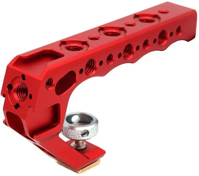 Main image of SZJELEN Camera Top Handle with Cold Shoe Mount for Camera Cage, Microphone, LED Light, Monitor, 1/4" Screw Holes & 3 Cold Shoes and ARRI-locating holes- Red
