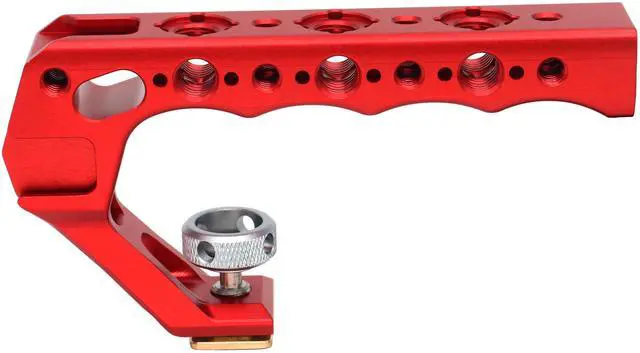 Alt view image 3 of 6 - SZJELEN Camera Top Handle with Cold Shoe Mount for Camera Cage, Microphone, LED Light, Monitor, 1/4" Screw Holes & 3 Cold Shoes and ARRI-locating holes- Red