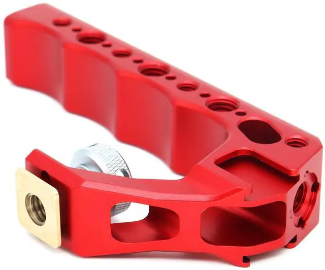 Alt view image 2 of 6 - SZJELEN Camera Top Handle with Cold Shoe Mount for Camera Cage, Microphone, LED Light, Monitor, 1/4" Screw Holes & 3 Cold Shoes and ARRI-locating holes- Red