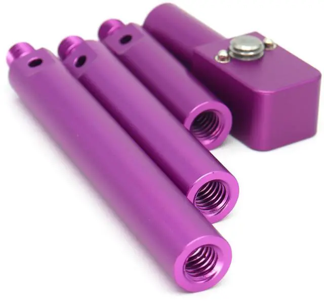 Alt view image 3 of 5 - SZJELEN 15mm Pole Mounting Bracket with 3/8 Screws, Anti Twist Elastic Positioning Pin, 4 Sections of Length to match for ARRI RED Sony Camera - Purple