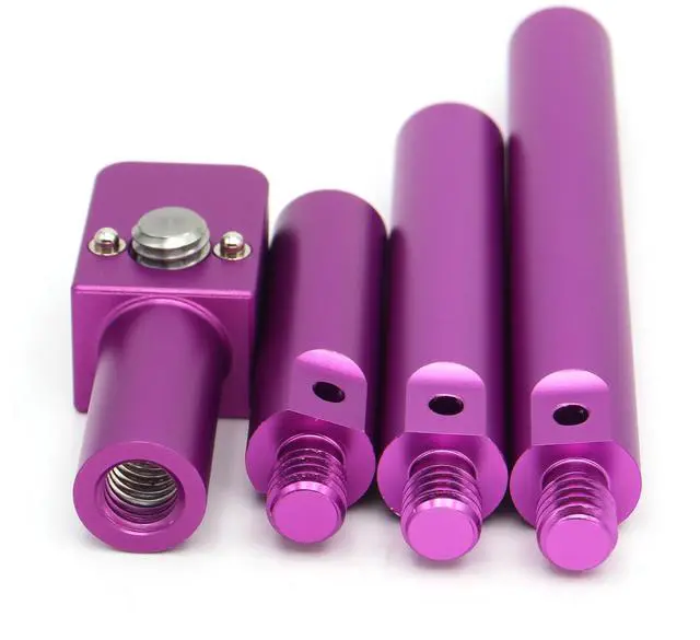 Alt view image 2 of 5 - SZJELEN 15mm Pole Mounting Bracket with 3/8 Screws, Anti Twist Elastic Positioning Pin, 4 Sections of Length to match for ARRI RED Sony Camera - Purple