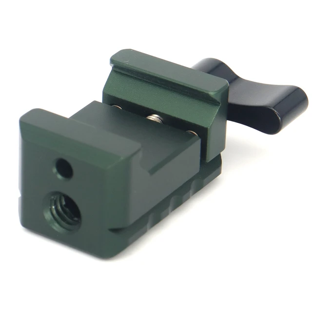 Alt view image 3 of 5 - SZJELEN NATO Clamp, Standard NATO Rail Lock Clamps Quick Release with 1/4" 3/8" Thread for Camera Cage Friction Arm Ballhead Cold Shoe Monitor Mount - Black Dark Green