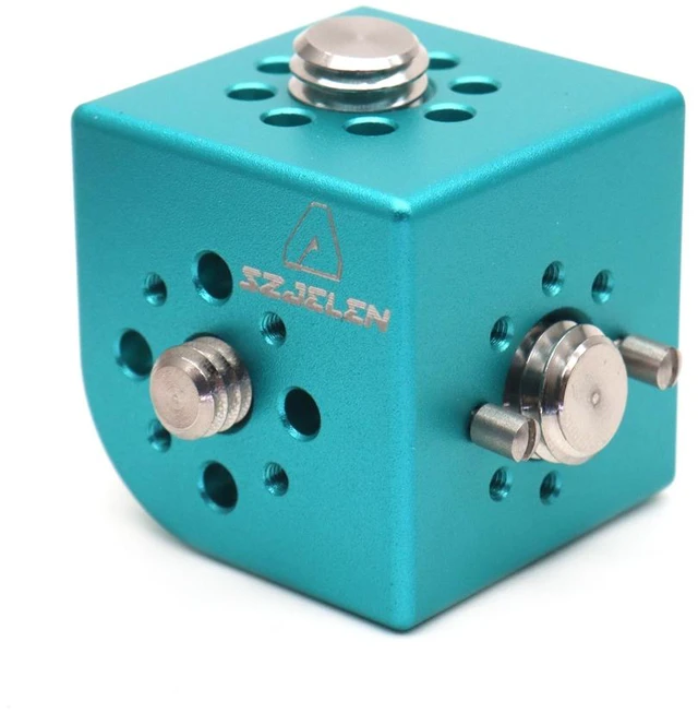 Main image of SZJELEN Camera Mount Cube Adapter (4-Sided) Camera Mount with 3/8" Locating Holes, 3/8 to 1/4 Thread Adapter, 1/4 Screws, 3/8 Screws and Locating Pins - Green