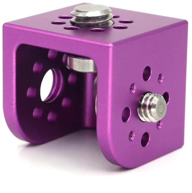 Alt view image 3 of 5 - SZJELEN Camera Mount Cube Adapter (4-Sided) Camera Mount with 3/8" Locating Holes, 3/8 to 1/4 Thread Adapter, 1/4 Screws, 3/8 Screws and Locating Pins - Purple