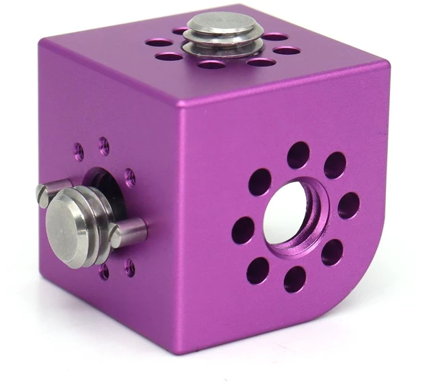 Alt view image 2 of 5 - SZJELEN Camera Mount Cube Adapter (4-Sided) Camera Mount with 3/8" Locating Holes, 3/8 to 1/4 Thread Adapter, 1/4 Screws, 3/8 Screws and Locating Pins - Purple