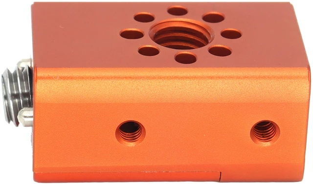 Alt view image 3 of 6 - SZJELEN 41.5mm/1.6 Inch Multi-Function Cheese Handle, Cheese Grip Extension Bar, ARRI Positioning Top Handle Featuring 3/8" and 1/4" Arri Locating Holes for Camera Cage Frames, Cheese Plates - Orange