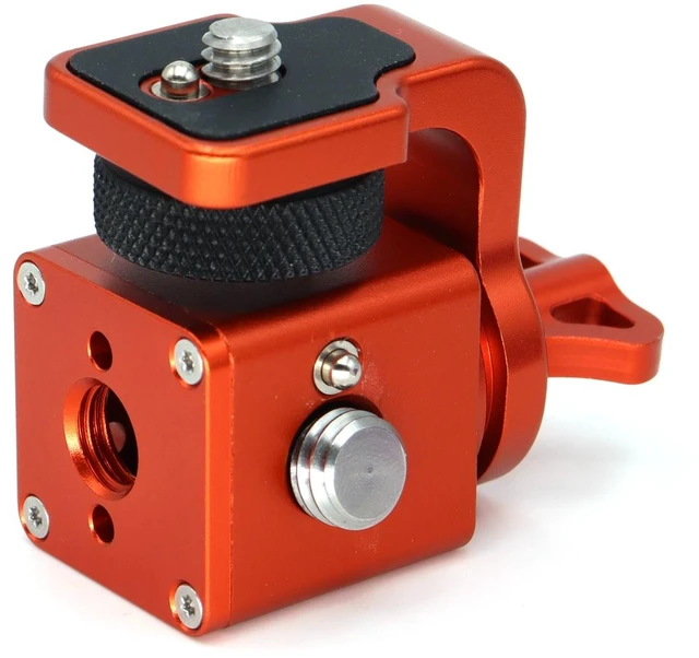 Alt view image 3 of 3 - SZJELEN Bolt-On Monitor Hinge Cube, 360 degree rotating pan tilt bracket, Camera 3/8 screws fixed 1/4 monitor bracket, adjustable back and forth, Locating Pins - Orange