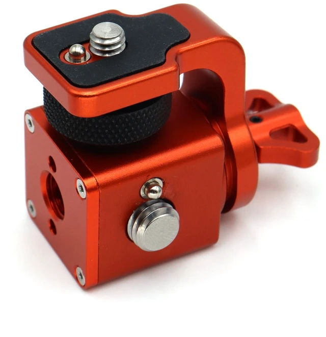 Alt view image 2 of 3 - SZJELEN Bolt-On Monitor Hinge Cube, 360 degree rotating pan tilt bracket, Camera 3/8 screws fixed 1/4 monitor bracket, adjustable back and forth, Locating Pins - Orange