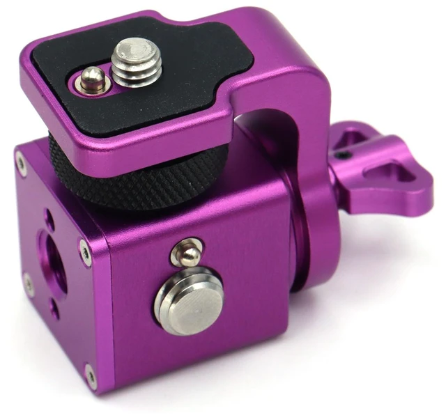 Alt view image 2 of 3 - SZJELEN Bolt-On Monitor Hinge Cube, 360 degree rotating pan tilt bracket, Camera 3/8 screws fixed 1/4 monitor bracket, adjustable back and forth, Locating Pins - Purple