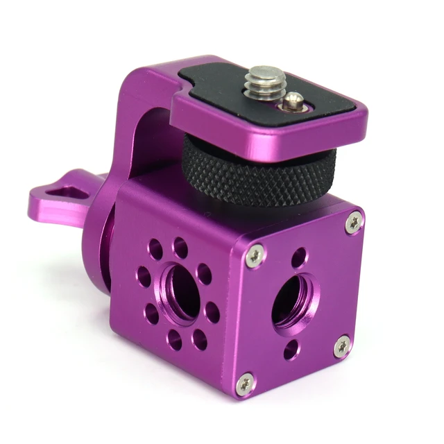 Alt view image 3 of 3 - SZJELEN Bolt-On Monitor Hinge Cube, 360 degree rotating pan tilt bracket, Camera 3/8 screws fixed 1/4 monitor bracket, adjustable back and forth, Locating Pins - Purple