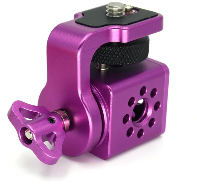 Main image of SZJELEN Bolt-On Monitor Hinge Cube, 360 degree rotating pan tilt bracket, Camera 3/8 screws fixed 1/4 monitor bracket, adjustable back and forth, Locating Pins - Purple