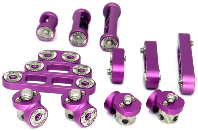 Main image of SZJELEN Steering Knot Installation System Accessory Supportsystem, 3/8" & 1/4" Screw Interchangeable Bracket, compatible with monitors and ARRI rangefinders (13 Pcs) Purple
