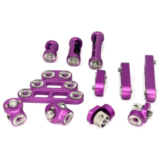 Alt view image 2 of 2 - SZJELEN Steering Knot Installation System Accessory Supportsystem, 3/8" & 1/4" Screw Interchangeable Bracket, compatible with monitors and ARRI rangefinders (13 Pcs) Purple
